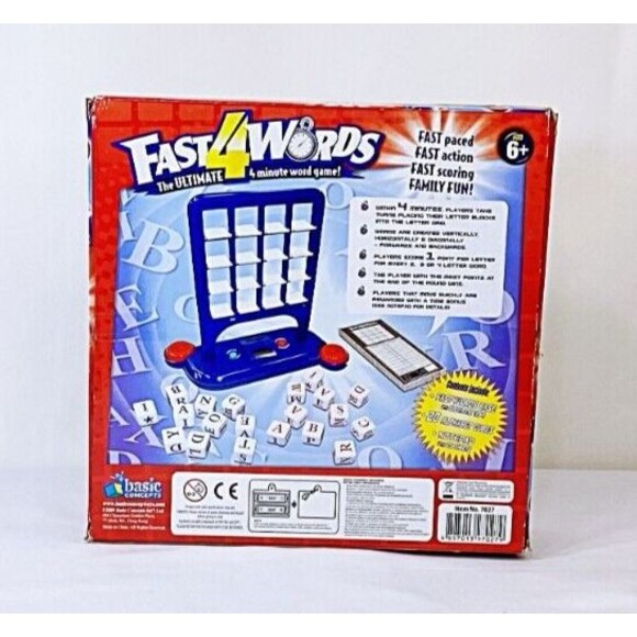 Fast4Words By Basic Concepts- Scrabble Like Connect 4 Word Game (Package Flaws) - Picture 2 of 5
